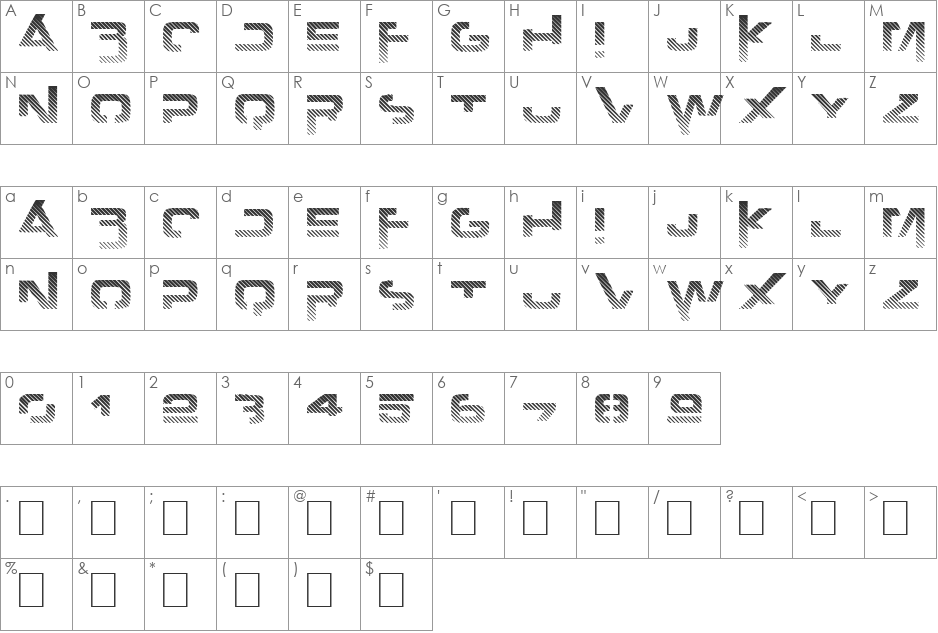 Outer zone B font character map preview