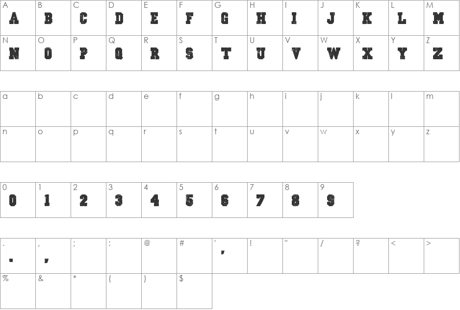 Outlaw Stars font character map preview