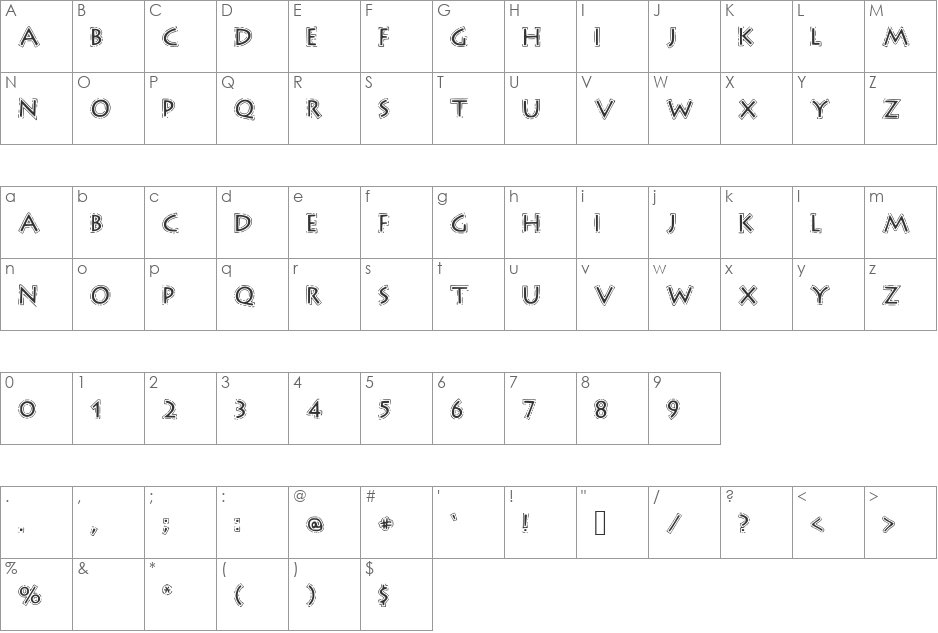 OutlineStorm font character map preview