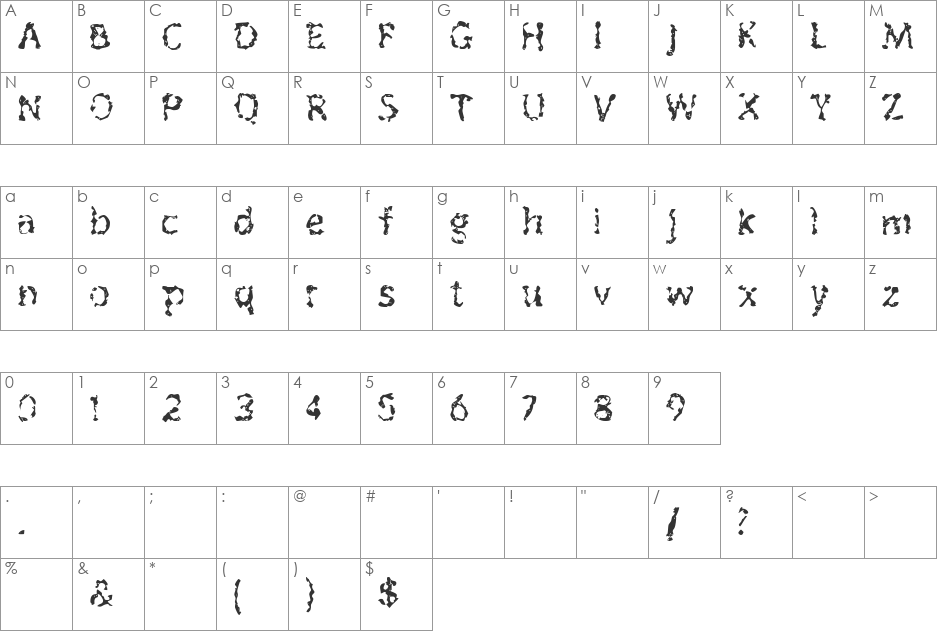 outofink font character map preview