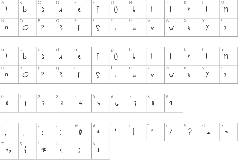 OutOfSpace font character map preview
