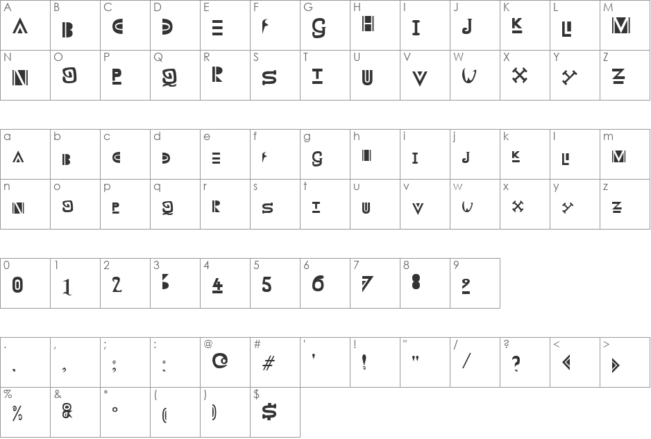 Output font character map preview