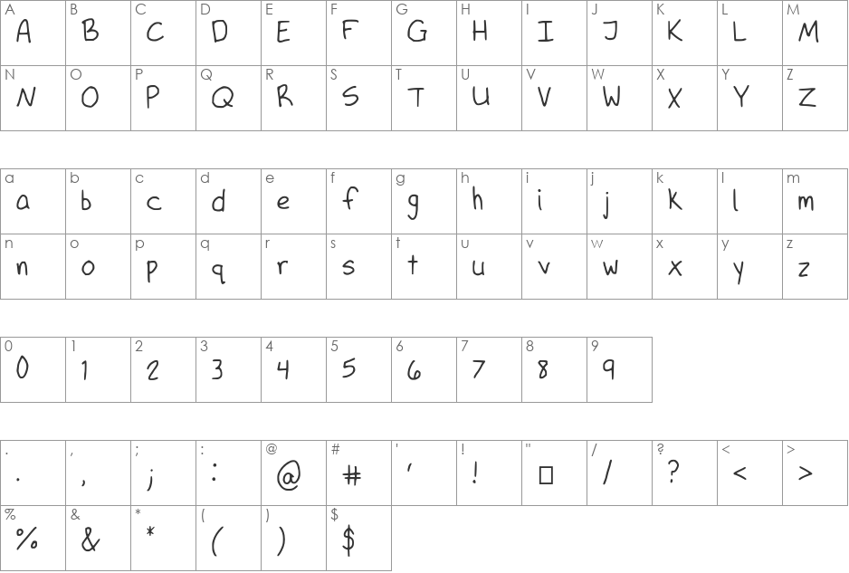 Outrheageous font character map preview