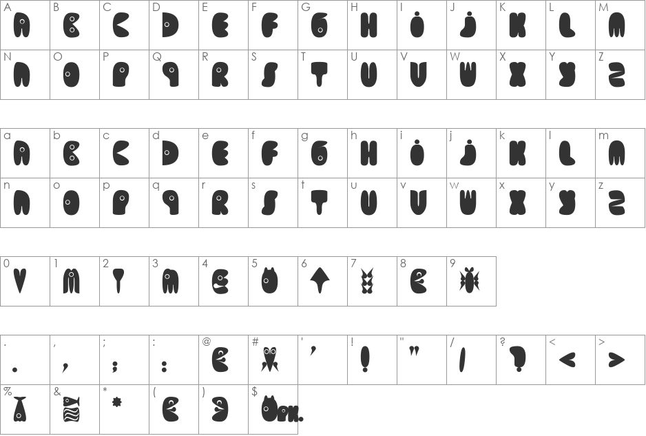 Outsider font character map preview