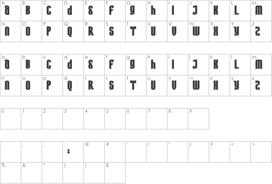 Outstream Kols font character map preview