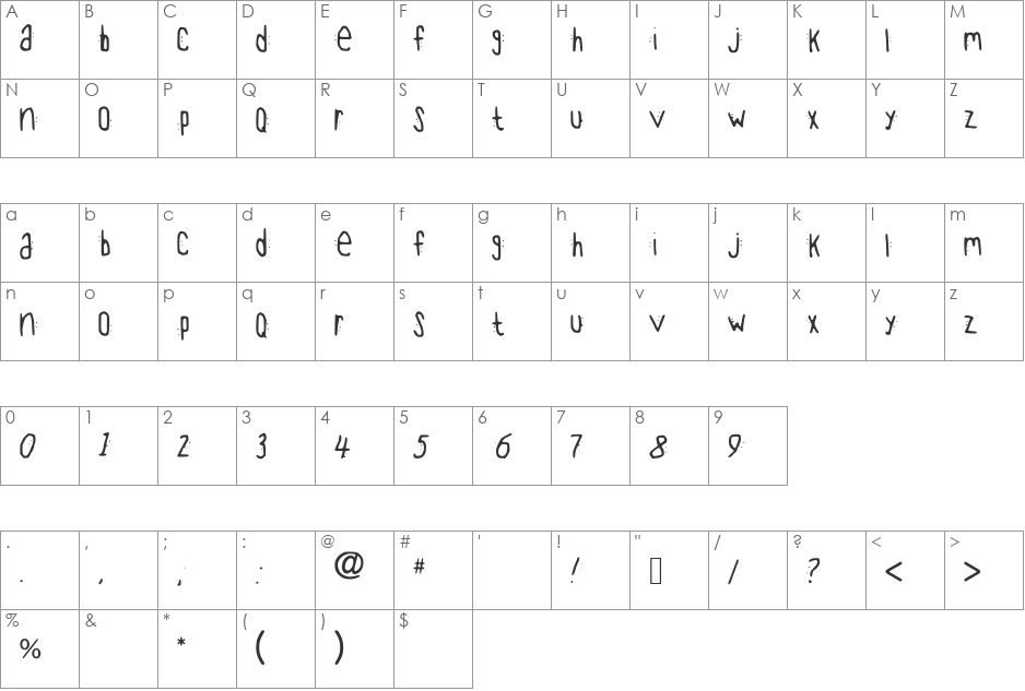 OutTheBackDoor font character map preview