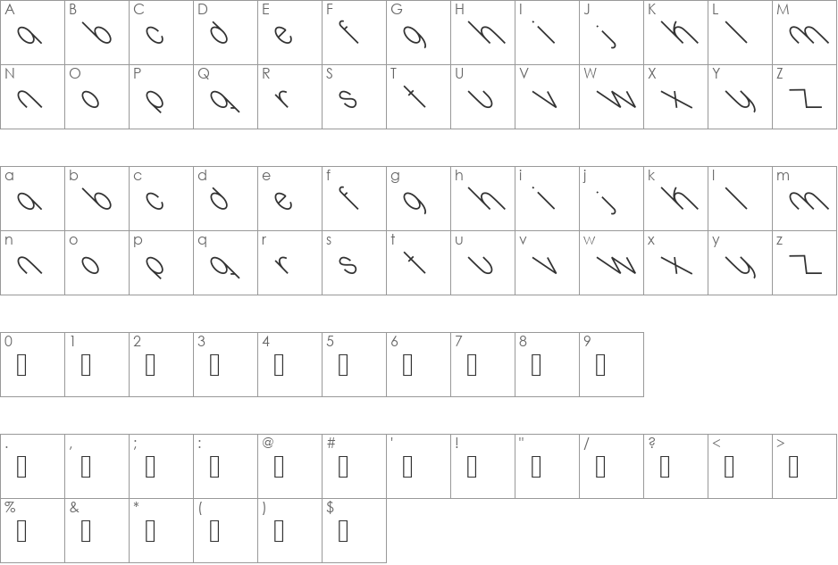 Oval font character map preview