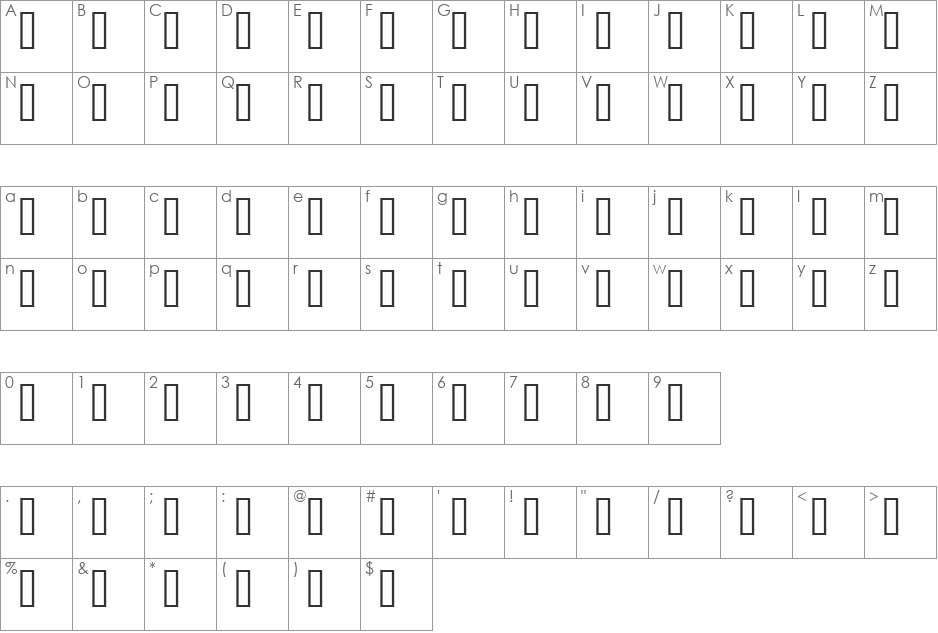 Oval Frame MT font character map preview