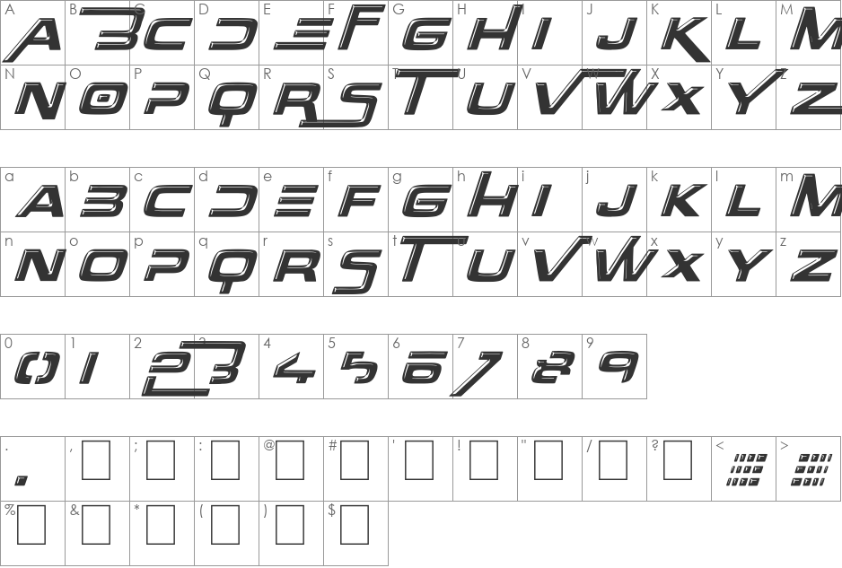 Over There font character map preview
