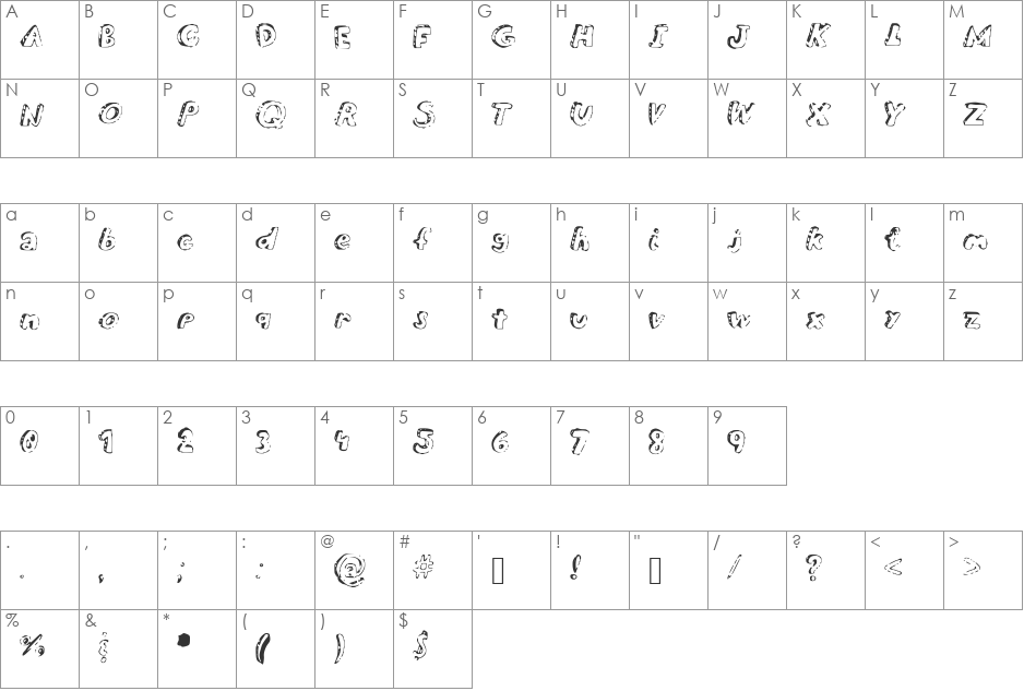 Overdue font character map preview