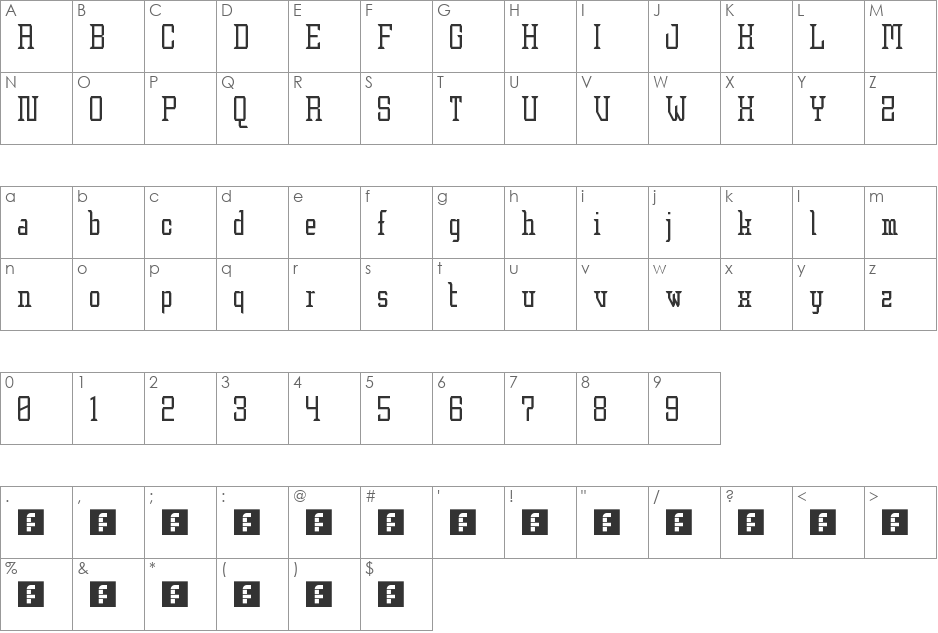 overexaggerated font character map preview