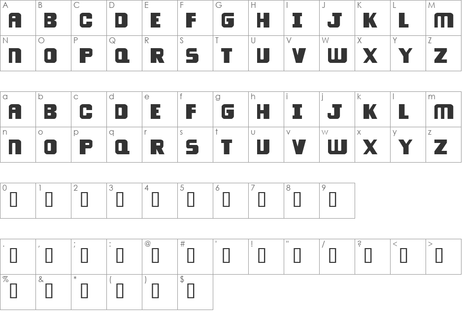 overload font character map preview