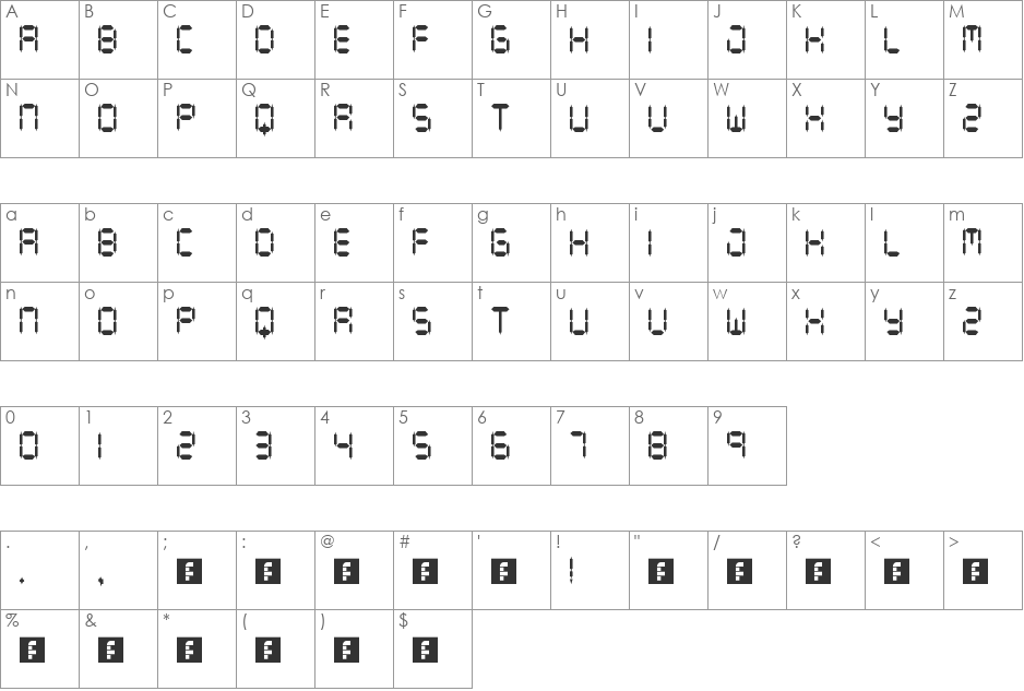 Overload font character map preview