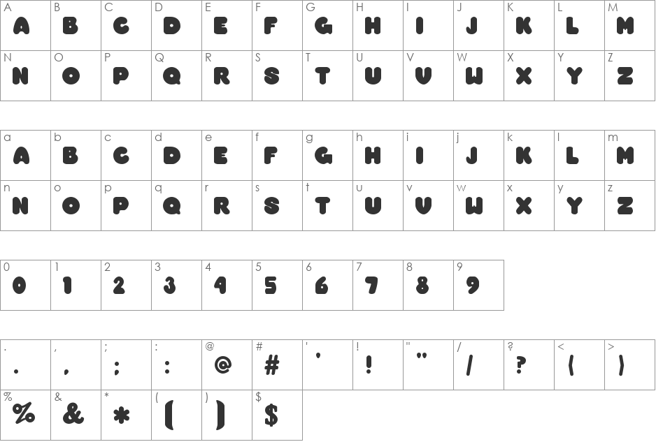 Overmuch font character map preview