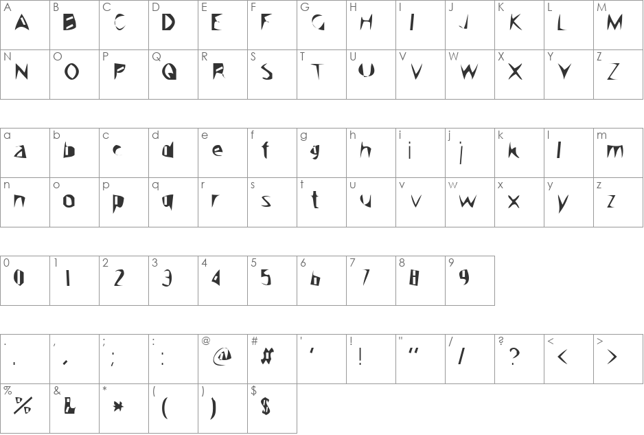 Oversimplification font character map preview