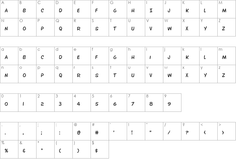 Overstreet Bible font character map preview