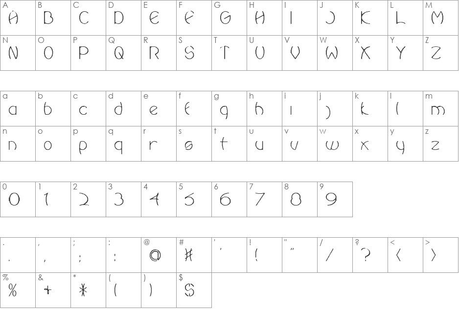 Ovial font character map preview