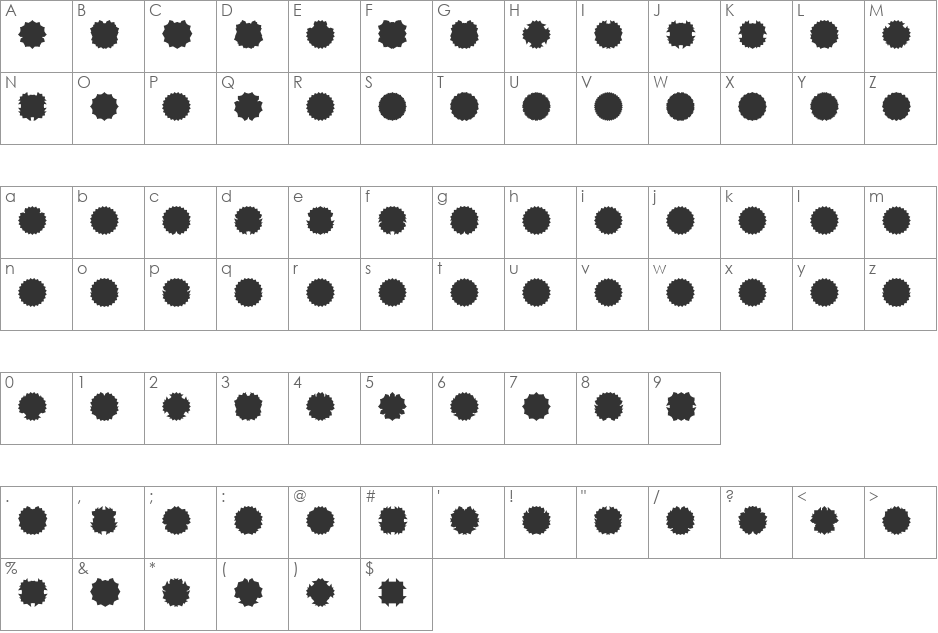 Ovulution II Membrane font character map preview