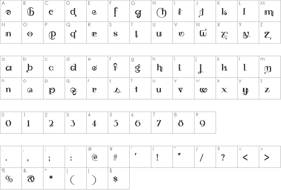 Owah Tagu Siam NF font character map preview