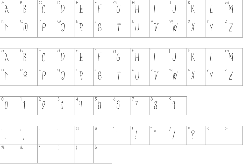 Owl Creek font character map preview