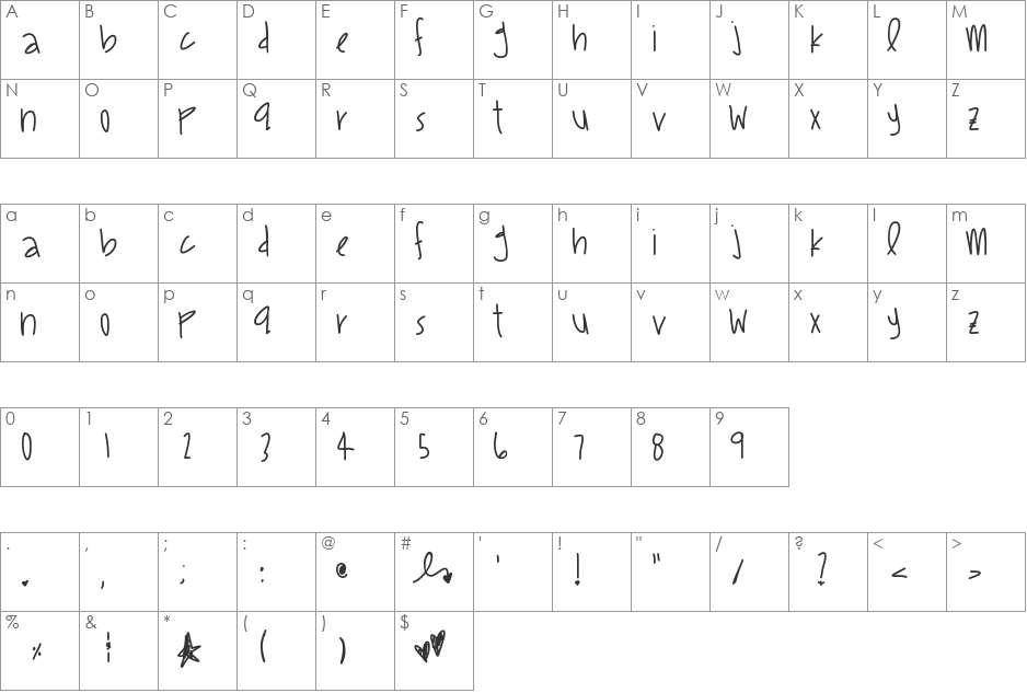 OwnThatShhhh font character map preview