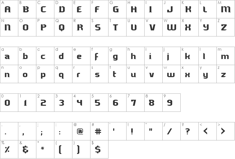 OWOReactor font character map preview