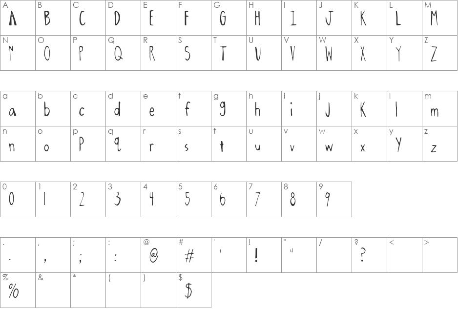 Oxalic font character map preview