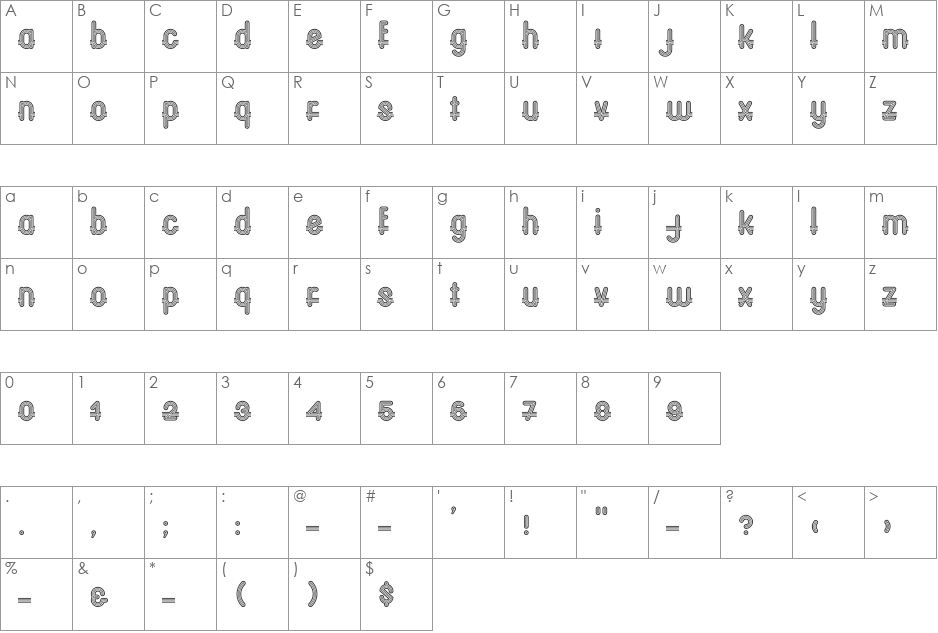 OxfordCP font character map preview