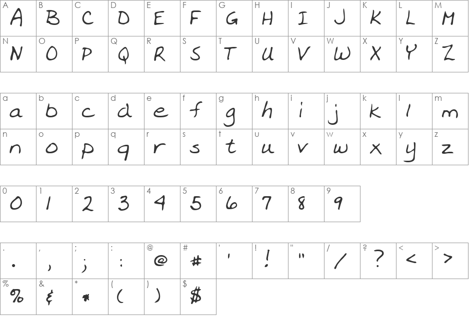 Oz font character map preview