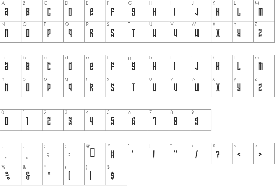 Ozone Layer font character map preview