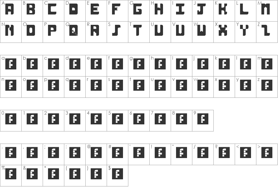 ozzman font character map preview