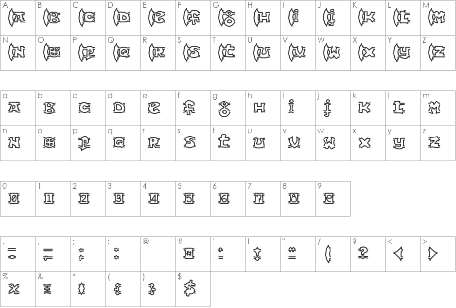 {ogrejuice} font character map preview