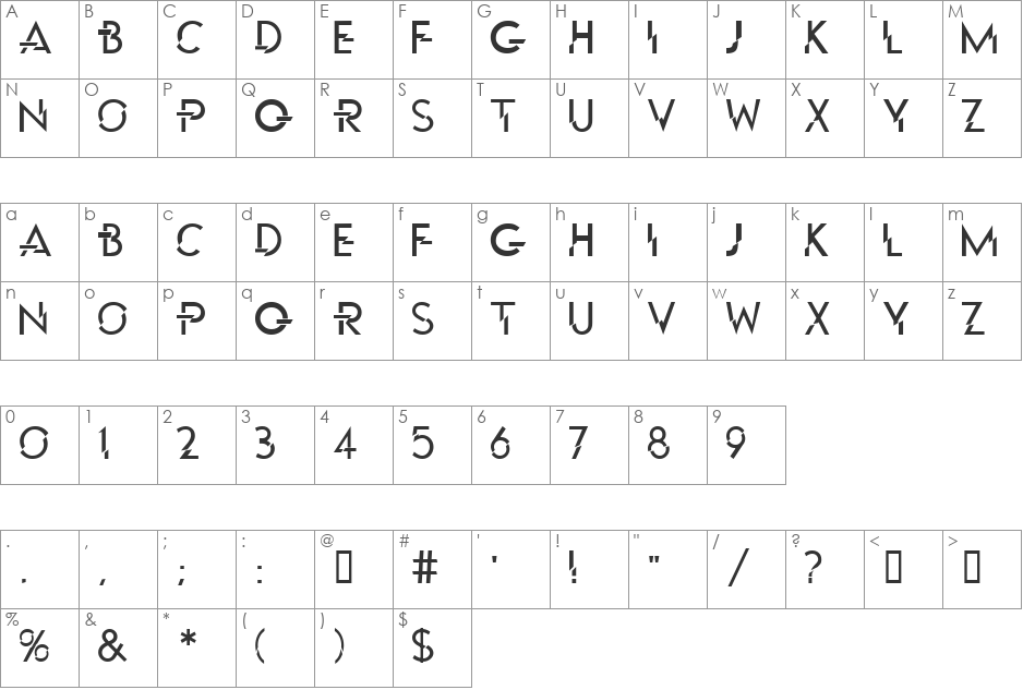 P Funked font character map preview