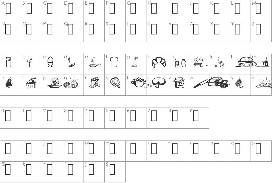 P'tit-D font character map preview