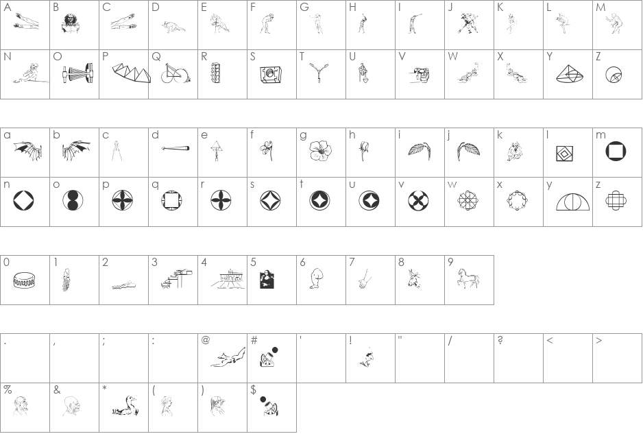 P22DaVinci font character map preview