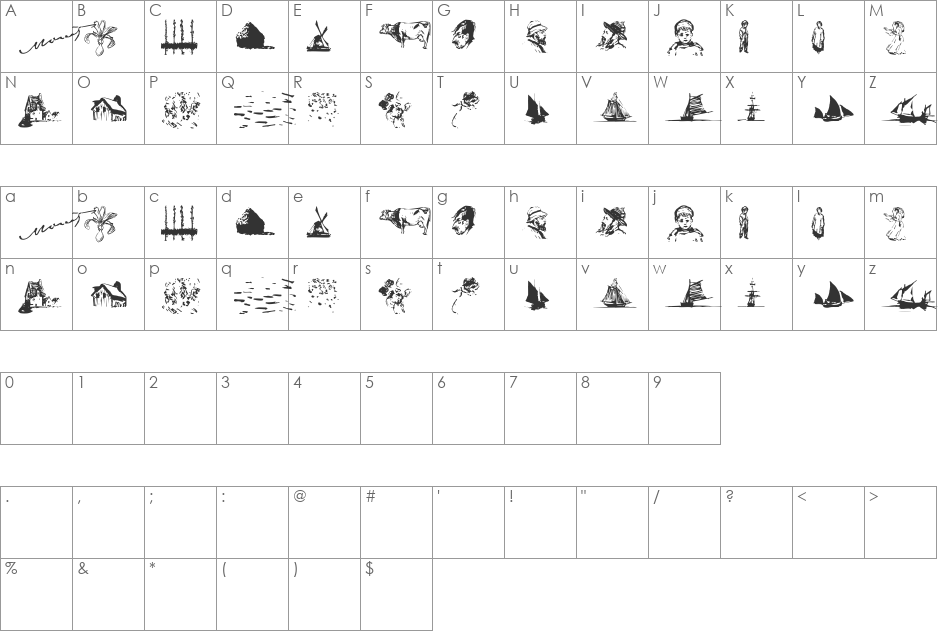 P22Monet font character map preview