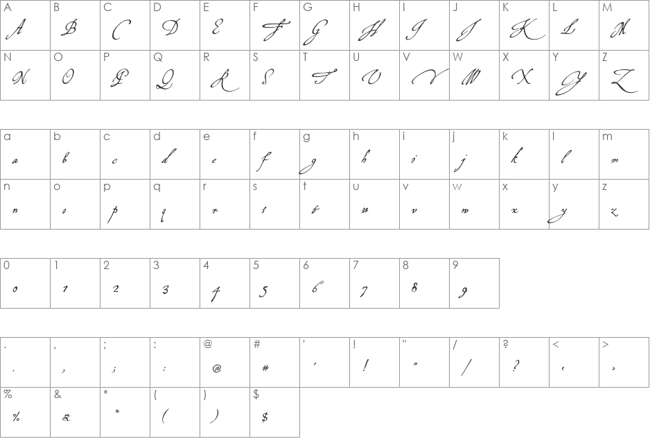 P22Virginian font character map preview