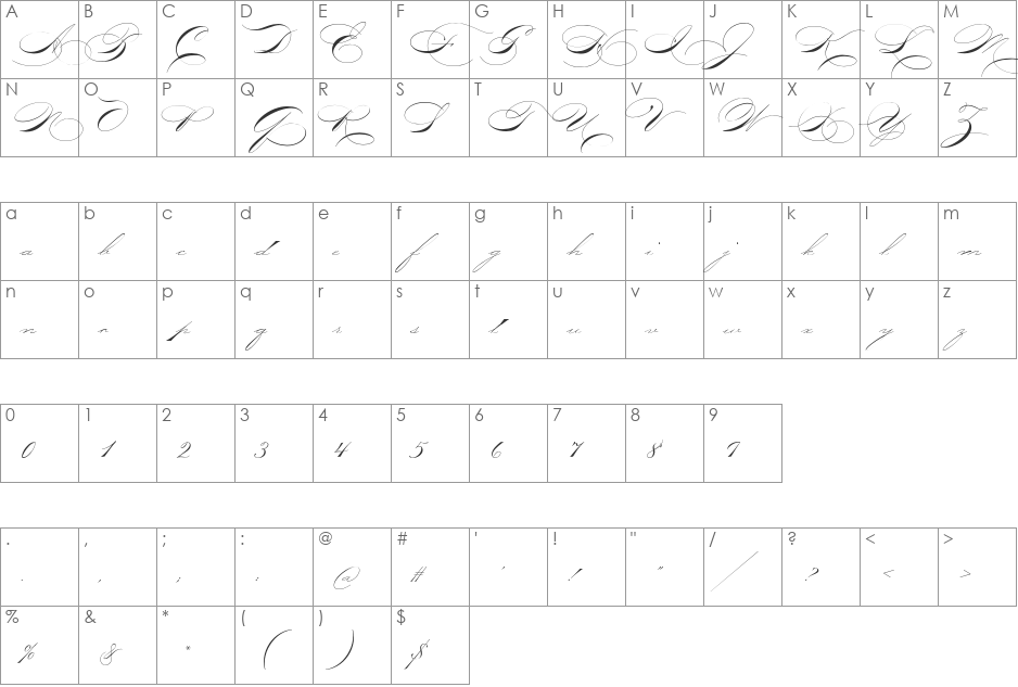 P22ZanerTwo font character map preview