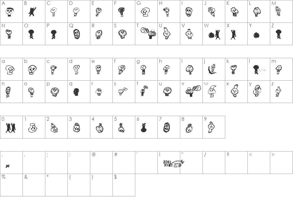 paakallojen_hyokkays font character map preview