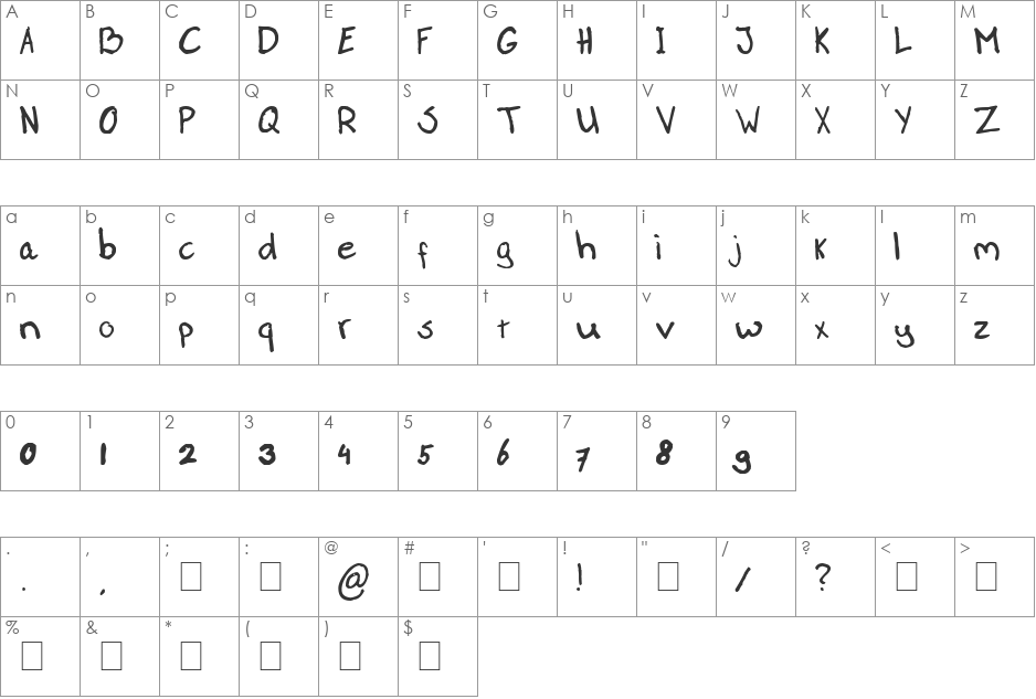 Paasse Handwriting font character map preview