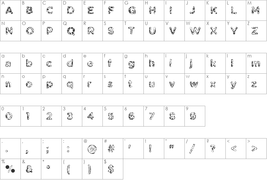 Pabellona (A) S font character map preview