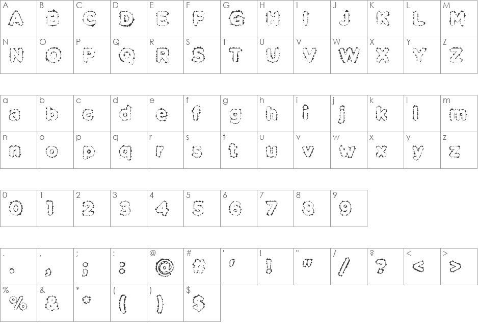 Pabellona (B) D font character map preview