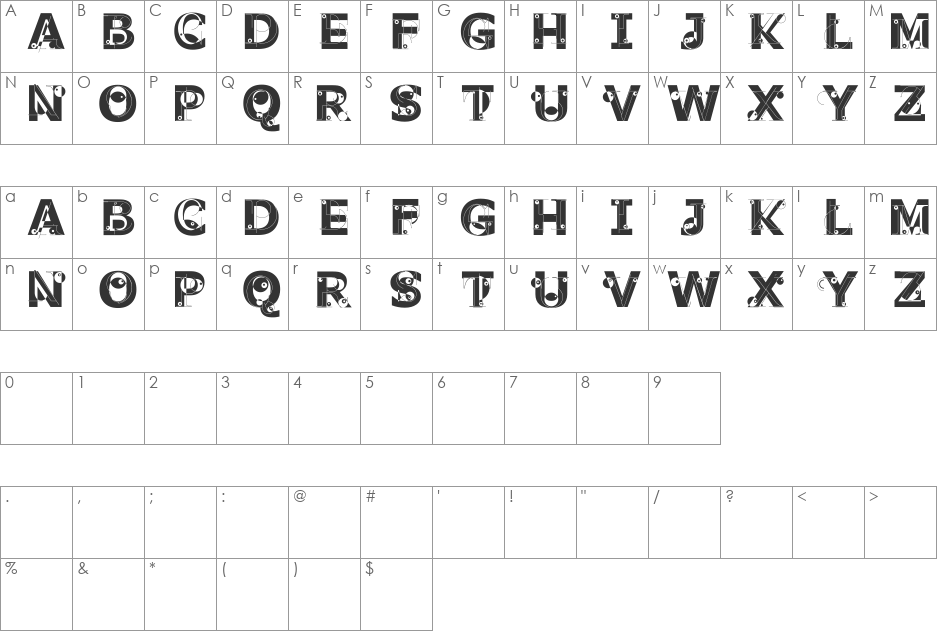 PabloSansCaps font character map preview