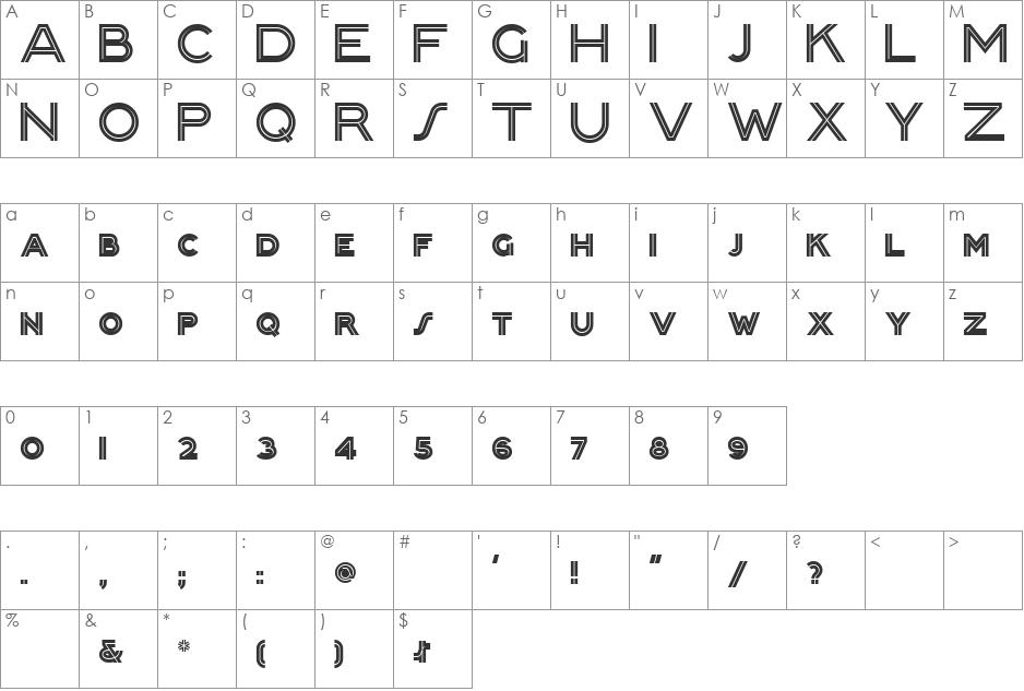 PackardClipperNF font character map preview