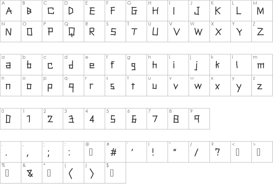 packing tape font character map preview