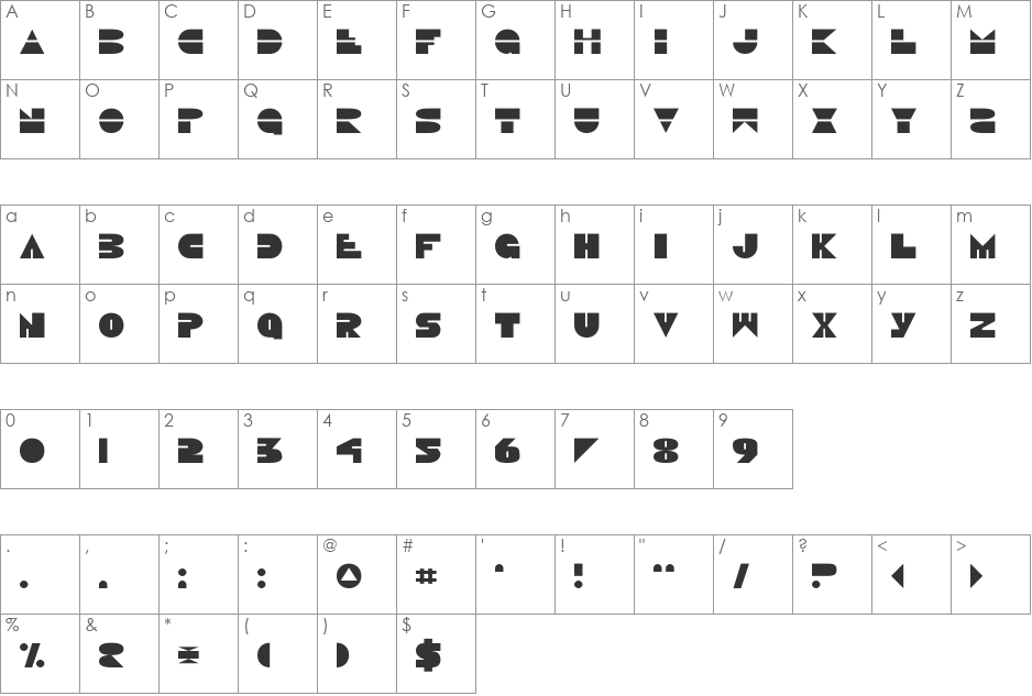 Pacmania font character map preview