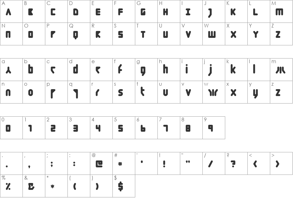 Paco font character map preview