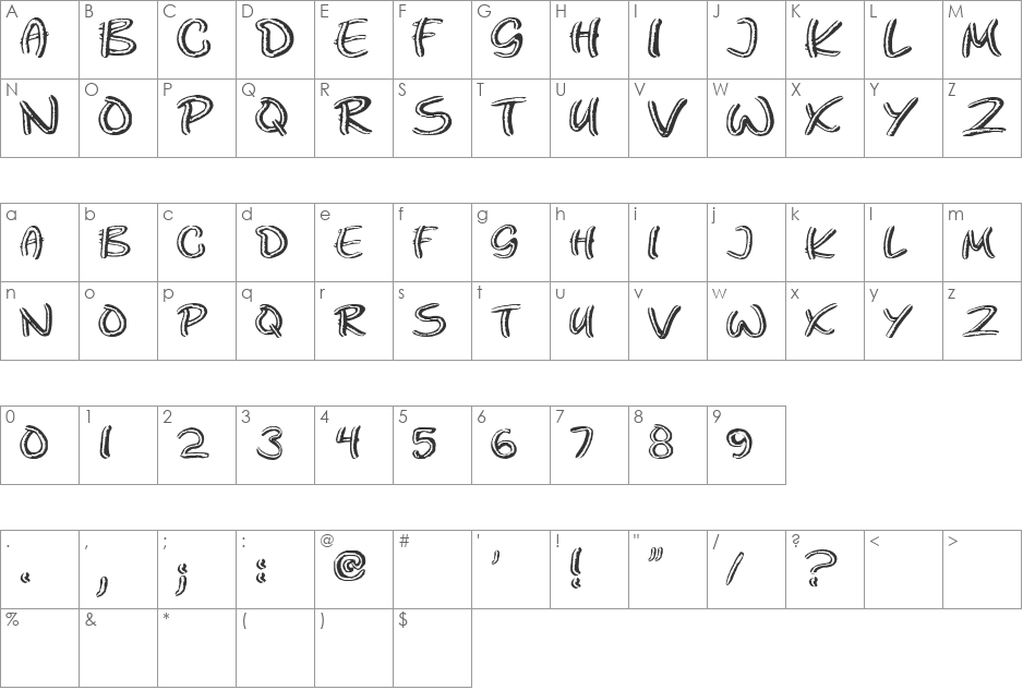 Paco font character map preview