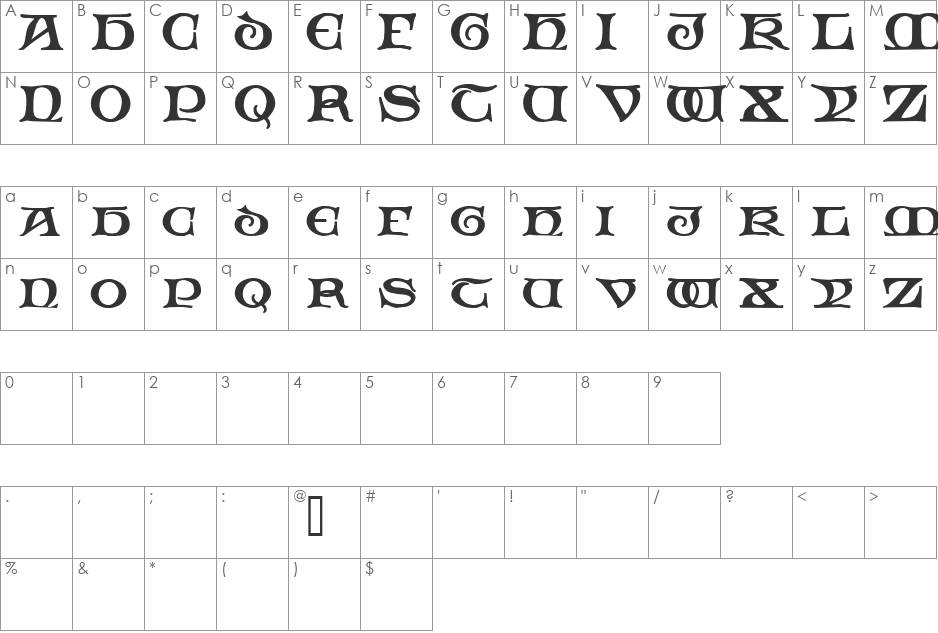 Padstow Demo font character map preview