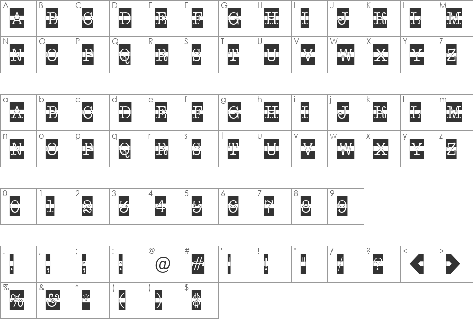 a_OldTyperCmDcWStr font character map preview